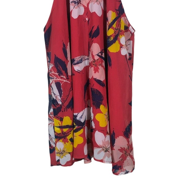 Japna Halter Neck Floral Top Red Keyhole Sleeveless Beachy Lightweight Size L - Picture 3 of 5